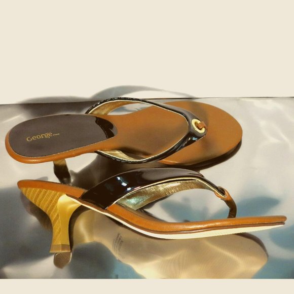 NEW GEORGE TM/MC Model: Nicole, Brown/Black Heels Sandals US Size 7.5 - Picture 10 of 13